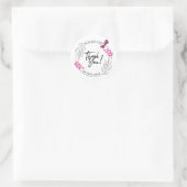 Sticker Rond Merci pour votre commande avec papillon rose (Sac)