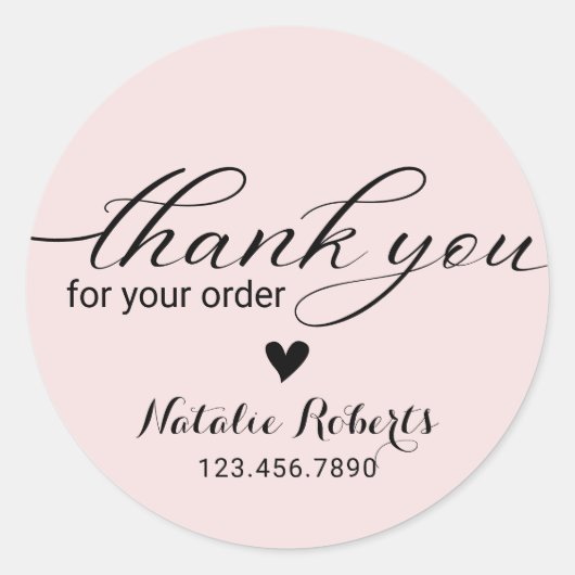 Sticker Rond Merci pour votre commande Blush Pink Business (Devant)
