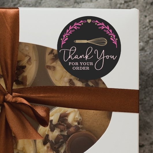 Sticker Rond Merci Pour Votre Commande Boulangerie Gold Whisk W