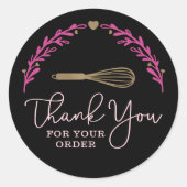 Sticker Rond Merci Pour Votre Commande Boulangerie Gold Whisk W (Devant)