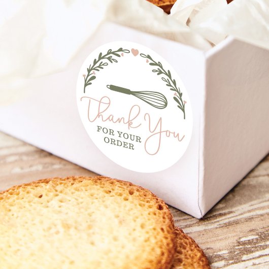 Sticker Rond Merci Pour Votre Commande Boulangerie Whisk & Wrea
