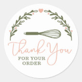 Sticker Rond Merci Pour Votre Commande Boulangerie Whisk & Wrea (Devant)