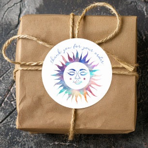Sticker Rond "Merci pour votre commande" Coloré Personnalisé Su