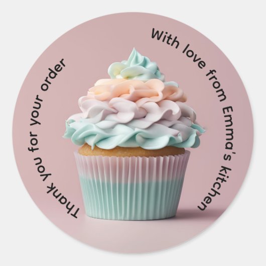 Sticker Rond Merci pour votre commande cupcake (Devant)