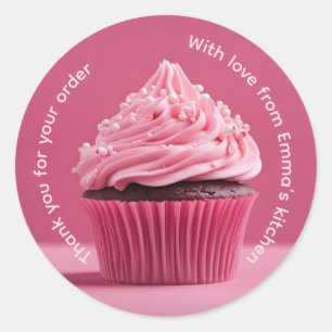 Sticker Rond Merci pour votre commande cupcake