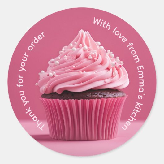 Sticker Rond Merci pour votre commande cupcake (Devant)