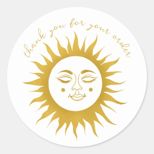 Sticker Rond "Merci pour votre commande" Custom Golden Sun (Devant)