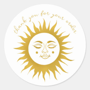 Sticker Rond "Merci pour votre commande" Custom Golden Sun