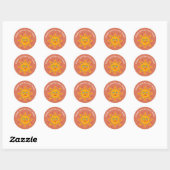 Sticker Rond "Merci pour votre commande" Cute Custom Sun (Feuille)