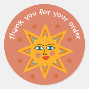 Sticker Rond "Merci pour votre commande" Cute Custom Sun