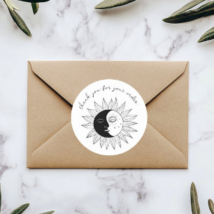 Sticker Rond "Merci pour votre commande" Cute Custom Sun & Moon