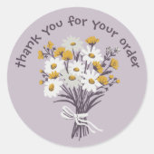 Sticker Rond "Merci pour votre commande" Daisy Bouquet Custom (Devant)