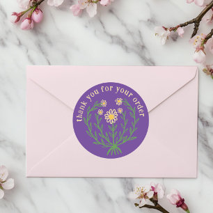 Sticker Rond "Merci pour votre commande" Daisy Design personnal