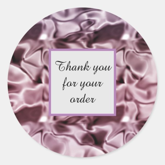 Sticker Rond Merci pour votre commande Feminine Pink Satin Soie (Devant)