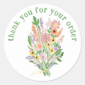Sticker Rond "Merci pour votre commande" Fleur sauvage Bouquet (Devant)
