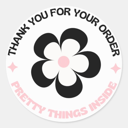 Sticker Rond Merci Pour Votre Commande, Jolies Choses À L'Intér (Devant)