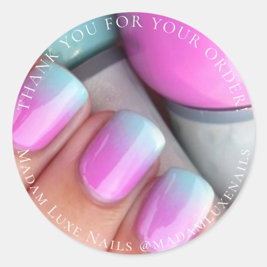 Sticker Rond Merci Pour Votre Commande Luxe Nails Gris Rose (Devant)