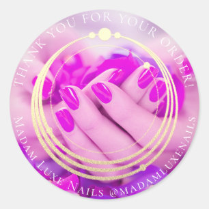 Sticker Rond Merci Pour Votre Commande Luxe Nails Rose Gold
