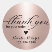 Sticker Rond Merci pour votre commande Modern Rose Gold Busines (Devant)