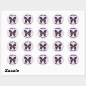 Sticker Rond Merci pour votre commande Purple Vivid Papillon (Feuille)