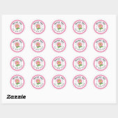 Sticker Rond Merci Pour Votre Commande Retro Rose Flower Circle (Feuille)