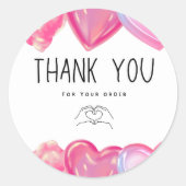 Sticker Rond Merci pour votre commande thème Hearts (Devant)