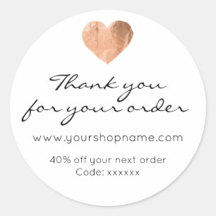 Sticker Rond Merci Pour Votre Commande Web Promouvoir Code Rose