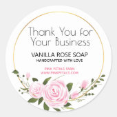 Sticker Rond Merci pour votre entreprise Floral Aquarelle (Devant)