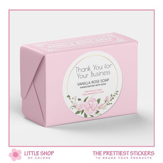 Sticker Rond Merci pour votre entreprise Floral Aquarelle