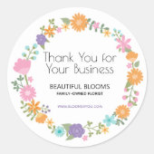 Sticker Rond Merci pour votre entreprise Florale (Devant)