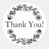 Sticker Rond Merci Pour Votre Entreprise Florale Wreath (Devant)