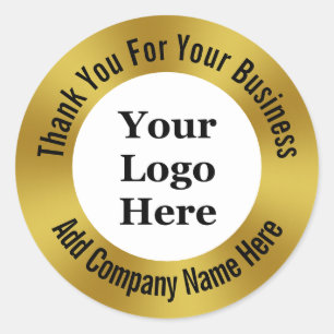 Sticker Rond Merci pour votre entreprise Gold Votre logo ici