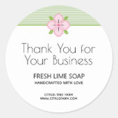 Sticker Rond Merci pour votre entreprise Lime Soap (Devant)