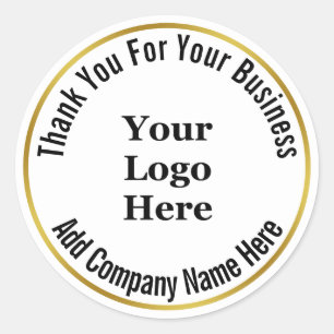 Sticker Rond Merci Pour Votre Entreprise Logo Noir Blanc Or