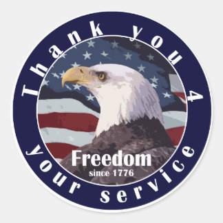 Sticker Rond Merci pour votre liberté de service depuis 1776