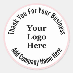 Sticker Rond Merci pour votre logo de nom d'entreprise rose pâl