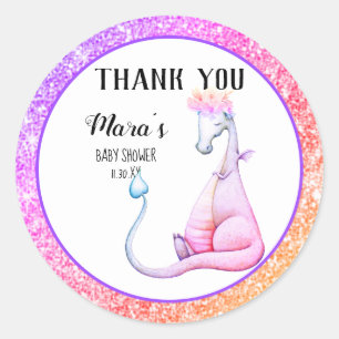 Sticker Rond Merci pourpre de bébé de dragon de parties
