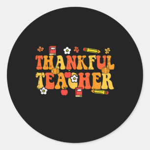 Sticker Rond Merci Professeur Retro Super Thanksgiving Fall Wig