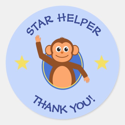 Sticker Rond Merci professeurs aide singe bleu (Devant)