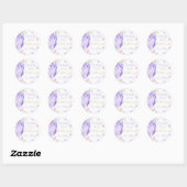Sticker Rond Merci Purple Papillon Fluttant Par Anniversaire (Feuille)