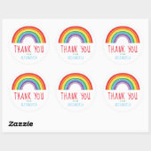 Sticker Rond Merci Rainbow Anniversaire de enfant Party (Feuille)