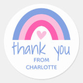 Sticker Rond Merci Rainbow Heart Anniversaire de enfant Party r (Devant)