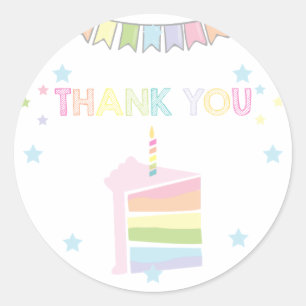 Sticker Rond Merci Rainbow Pastel