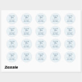 Sticker Rond Merci rayé bleu  (Feuille)
