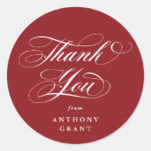 Sticker Rond Merci Red Elegant Script Graduation (Devant)