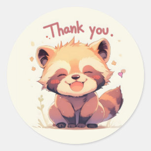Sticker Rond Merci Red Panda Anime