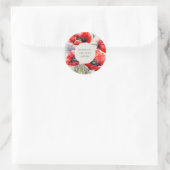 Sticker Rond Merci Red Poppy pour votre commande (Sac)