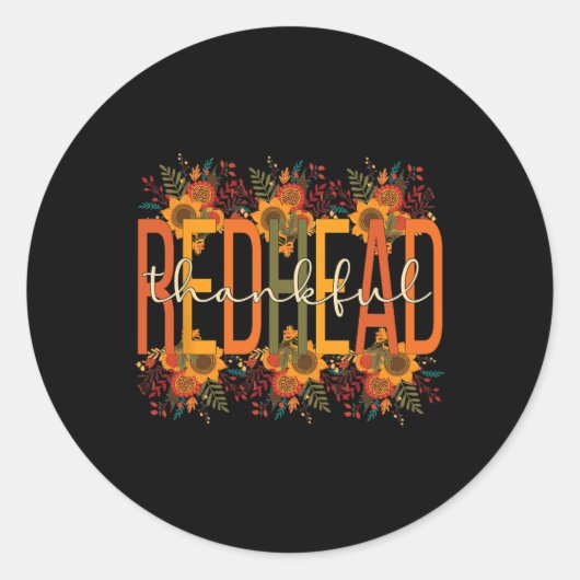 Sticker Rond Merci Redhead Thanksgiving Red Haired Woman (Devant)