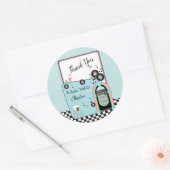 Sticker Rond Merci, Retro 1950's Diner Birthday (Enveloppe)