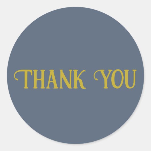 Sticker Rond Merci Retro bleu uni couleur plaine (Devant)